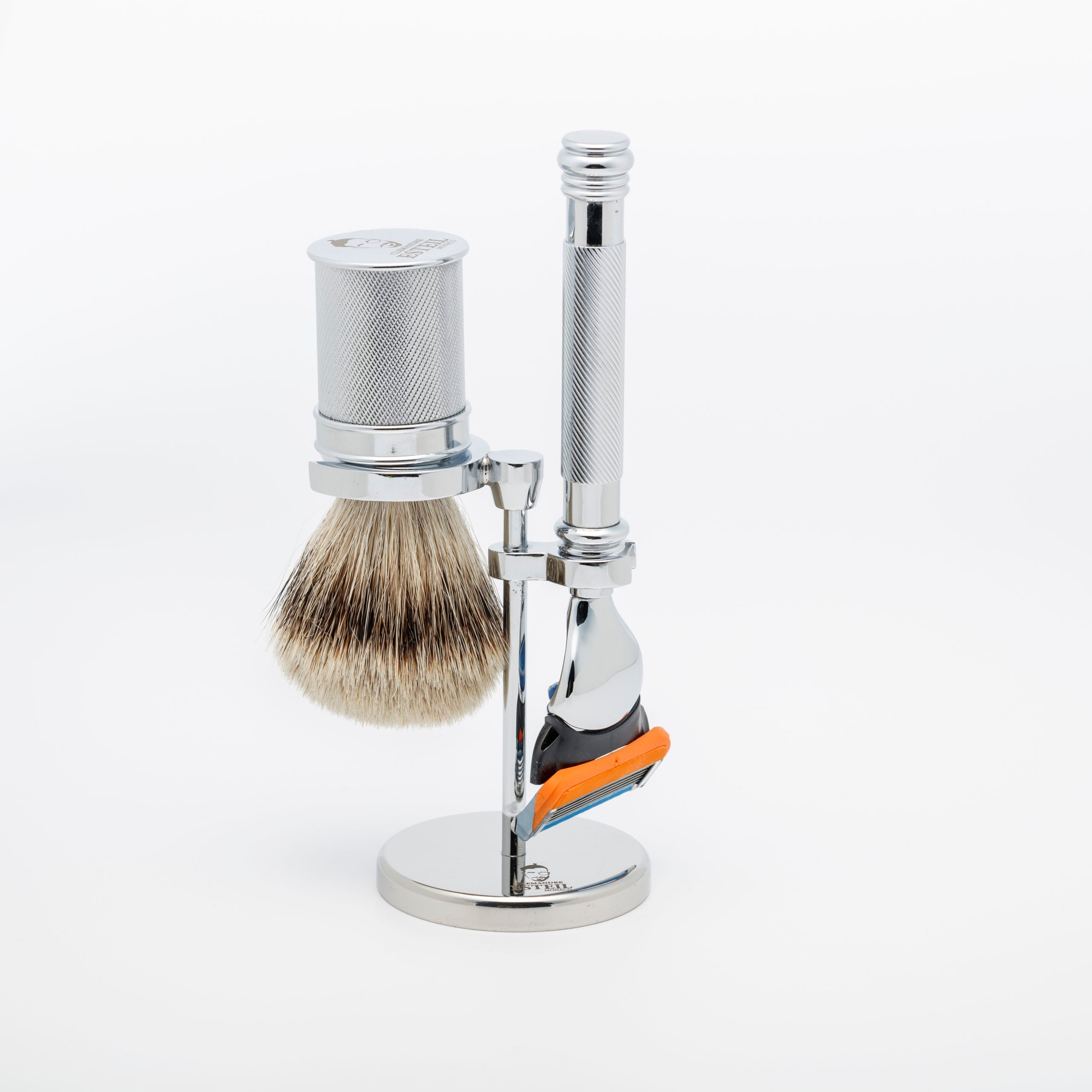 Kit Rasoir+Blaireau Métal gris mach5