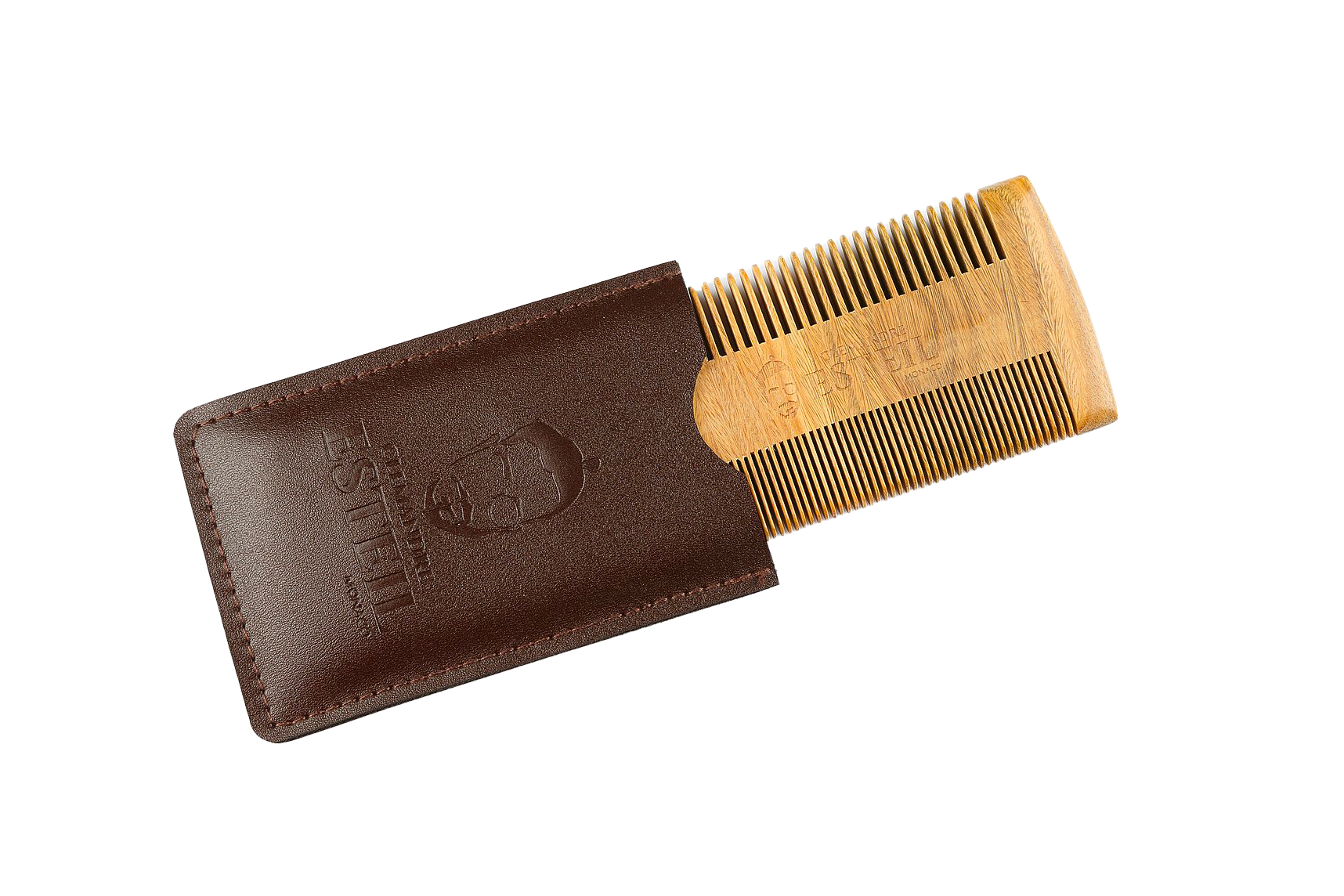 Wooden comb with pouch